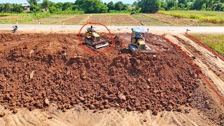 Full Episode Pour Soil Rocks Clear The Rice Field Process By Great Team Mini Bulldozer amp Trucks 5t [upl. by Therron]