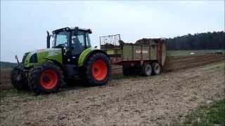 Miststreuen 2013 mit Claas Arion 640 und Bergmann Miststreuer und Fendt GT 380 [upl. by Som]