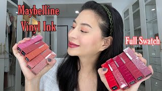 Maybelline Superstay Vinyl Ink Review Swatches 10 shades [upl. by Acirred789]