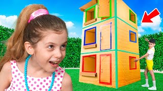 Eva and Giant Cardboard Hotel for kids [upl. by Dnallor]