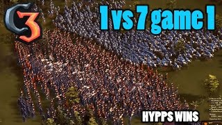 1vs7 in multiplayer First Game  Cossacks 3 gameplay [upl. by Leuqar]