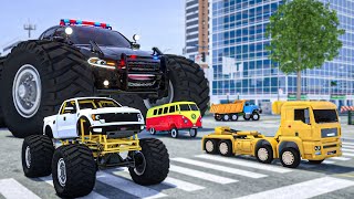 Fire Truck Frank Helps Taxi  Monster Truck was Eaten by an Alien  Wheel City Heroes  105 minutes [upl. by Nahtanha687]