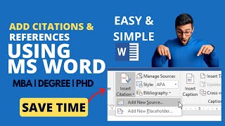Add Citations amp References Using Microsoft Word 2023  APA Referencing [upl. by Faxan808]