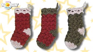 Mini Christmas Stocking using Lion Brand Heartland  Crochet Advent Calendar  PART 1 [upl. by Esidarap]