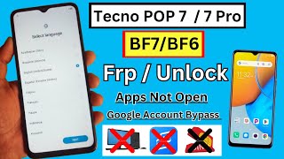 Tecno Pop 7Pop 7 Pro FRP Bypass Without PC Android 12  Tecno BF6BF7 Google Account Unlock [upl. by Schaffel354]