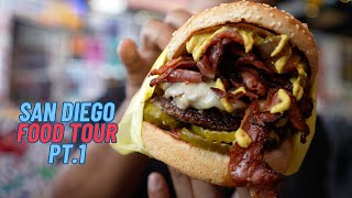 San Diego Food Tour Pt 1 Hodads Taco El Gordo Phils BBQ Louisiana Purchase [upl. by Riem]