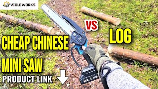 CHEAP MINI CHINESE CHAINSAW VS LOG REVIEW TEST VIOLEWORKS  ALIEXPRESS PRODUCT LINK [upl. by Aennaej]