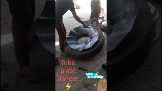 tube blast resole tyre blast automobile vlog comedyrepair travel tata funny mecnic tyre [upl. by Meggi]