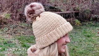 HOW to CROCHET WINTER HAT  Fast and Easy Beanie Pattern by Naztazia [upl. by Sontich866]