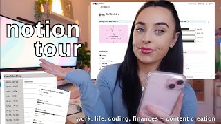 NOTION TOUR free template ♡⋆˙ ORGANISING work coding gym  finances  simple but aesthetic [upl. by Cobby]