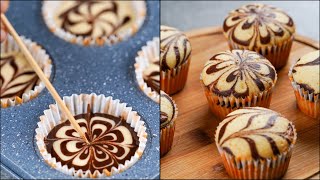 MARBLE CUPCAKES RECIPE  SUPER SOFT amp FLUFFY MARBLE CUPCAKE RECIPE  CHOCOLATE SWIRL CUP CAKE RECIPE [upl. by Tennek]