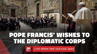 LIVE  Pope Francis Wishes to the Diplomatic Corps Accredited to the Holy See  January 8 2024 [upl. by Peale358]