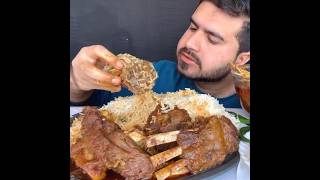 ASMR EATING SPICY MUTTON CURRY🔥 BASMATI RICE  shorts mukbangnasmreating mukbangasmr asmr [upl. by Ecirpak]