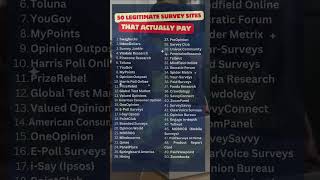 Top 50 Survey Sites That Pay 💸 surveysites workfromhome [upl. by Leimaj]