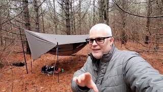 Thick Forest Day Camping  Tarp Tent Setup with Green Elephant Tarp Poles [upl. by Mahon]