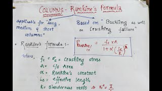 Rankines formula  810 marks confirmed  Column  Part2  Concept  Numerical  May16  SOM [upl. by Ayres]