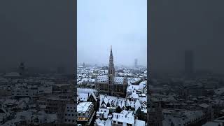 Exceptional views above Brussels Belgian capital covered in snow Brussels bruxelles [upl. by Nileve]