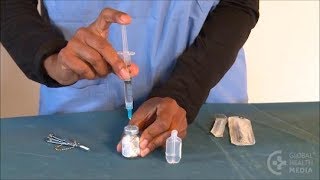 Preparing Ampicillin and Gentamicin for Injection Arabic  Newborn Care Series [upl. by Ahsitram437]