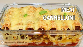 Cannelloni with minced meat  Italian meat dish with béchamel sauce and cheese  Meat cannelloni [upl. by Mutat]