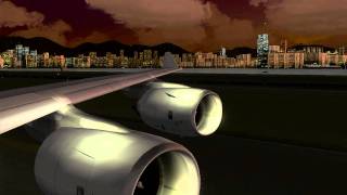 Cathay Pacific a340600 Landing in Hong Kong FSX VHHX HD [upl. by Pickering]