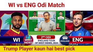 WI vs ENG PredictionWI vs ENG TeamWestindies vs England 2nd Odi Match [upl. by Conrado927]