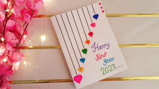 Happy New year card 2023  How to make New year greeting card  New year card making handmade easy [upl. by Solly]