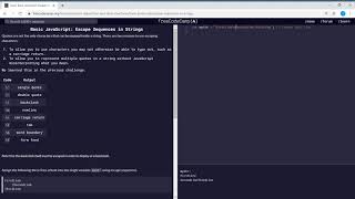 Basic JavaScript 25111  Escape Sequences in Strings  freeCodeCamp [upl. by Marian311]