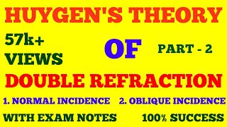 HUYGEN THEORY OF DOUBLE REFRACTION  PART  II  WAVE amp OPTICS  WITH EXAM NOTES [upl. by Arhat]