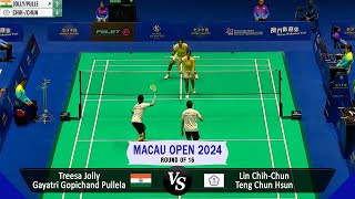 Treesa JollyGayatri Gopichand Pullela vs LinTeng Chun Hsun  Macau Open 2024 Badminton  R16 [upl. by Acsehcnarf]