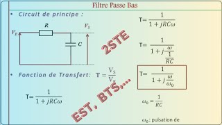 Filtre Passe Bas Passif Cours et Exercice dapplication [upl. by Nirac]