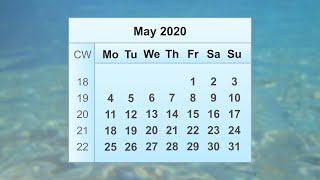 May 2020 Calendar [upl. by Allisurd]