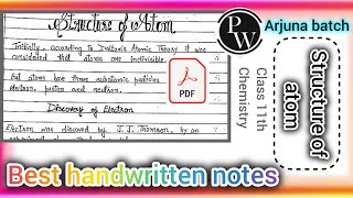 Structure of Atom  Class 11th Handwritten Note  Physical ChemistryArjuna batch pw notes [upl. by Ejrog]