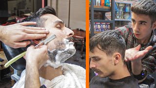 ASMR Taper Haircut And Shave In Real Turkish Barber Shop  Massage ASMR [upl. by Mandler]