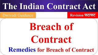 Breach of Contract Remedies for breach of contract Indian Contract Act [upl. by Attenra]