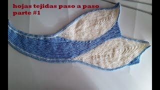 hojas tejidas en dos agujas  tutorial  paso a paso  parte 1 [upl. by Hayyifas]