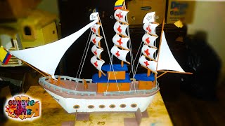 Como hacer un barco Pirata de carton  How to make a boat CUARTO DE ARTE [upl. by Yessac]