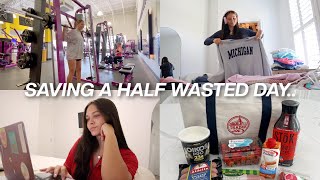 SAVING A HALF WASTED DAY VLOG working out grocery shopping deep cleaning [upl. by Jereld]