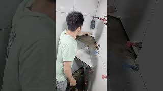 Bathroom corner wall niche making process [upl. by Nairadas]