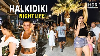 🔥 Amazing Nightlife 2024 in Pefkohori Kassandra Explore Halkidiki  Greece 4K HDR [upl. by Aihsram359]