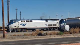 Amtrak Southwest Chief and BNSF Canyon Diablo Research and Test Car Pass in the La Junta Trainyard [upl. by Lisa]