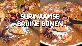 Recept Surinaamse Bruine Bonen  Stewed beans with meats  CWF [upl. by Eidnar611]