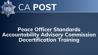 POSAAB Commission Decertification Training  February 13 2024 [upl. by Nossila]