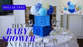 Dollar Tree DIY Baby Shower Decor  DIY Boy Baby Shower Centerpiece  Baby Blocks Baby Shower [upl. by Neraj]