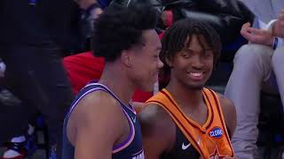 Mic’d Up Tyrese Maxey and Scottie Barnes hug during the 2022 NBA Skills Challenge [upl. by Ppik]