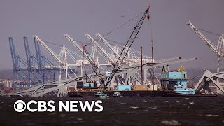 Largest crane on Eastern Seaboard arrives at Key Bridge collapse site [upl. by Oicapot975]