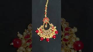 Golden Polky Bindiya With Red Toneladiesfashion jeweleryaddict jewellerydesignjewellerybindiya [upl. by Enirehtak605]