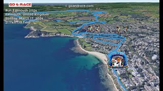 Run Falmouth 2024 fly over the halfmarathon 3D course map [upl. by Dleifrag151]