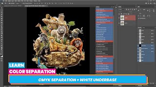 How to Do CMYK Separation  White Underbase in Photoshop for Screen Printing [upl. by Connor]