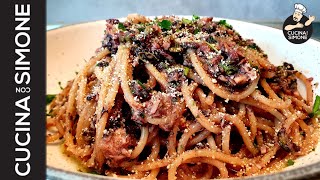 Spaghetti col Tonno in bianco con Olive taggiasche Capperi e pane tostato [upl. by Antonella810]