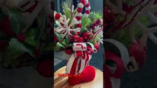 Santa boot centerpiece christmas christmasdecoration [upl. by Eleinad]